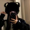Imitation fur cute bear ears plush hat women's winter thickened warm cold hat show face small Mongolian hat
