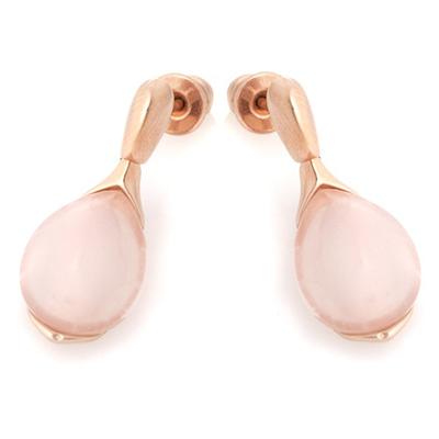 [R5587] - Artinsales Silver Earrings 'Meghan' Rose Gold Quartz - 22x10 Mm