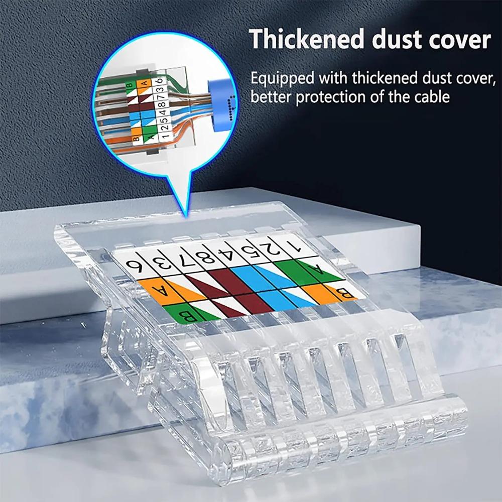 Cat6 Tool-Less RJ45 Keystone Jack Ethernet Module Connector No Crimp Required Compatible with Cat5 Cat5e LAN Cable Wall Socket Network Adapter