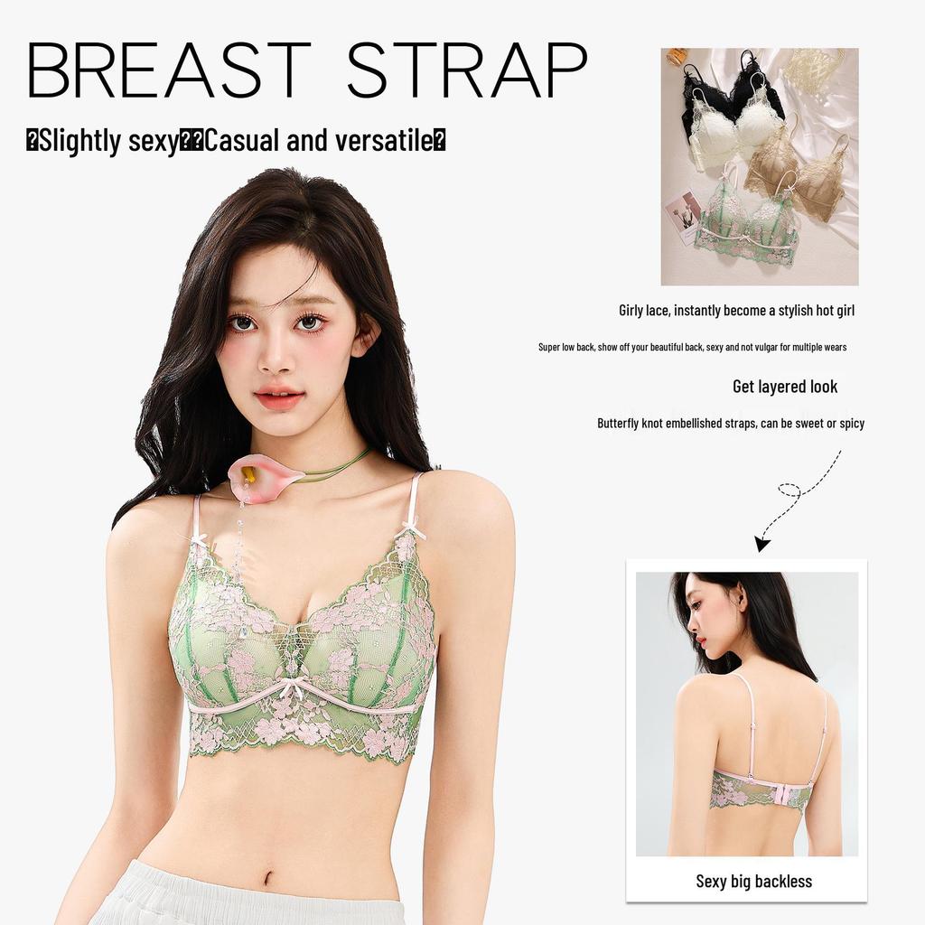 Bequemer French Lace Dreieckskörbchen Bügelloser Ultra-Dünner BH für Große Oberweite, Schafft ein Kleineres Brustbild