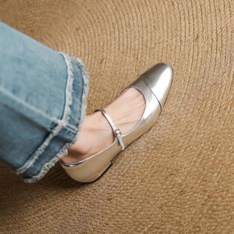 

Весенние туфли Мэри Джейн на все сезоны, новая женская одинарная обувь, французский ретро, для работы, универсальные, с открытым подъемом, на низком каблуке, закрывающие стопу, однотонные 40 серебряный