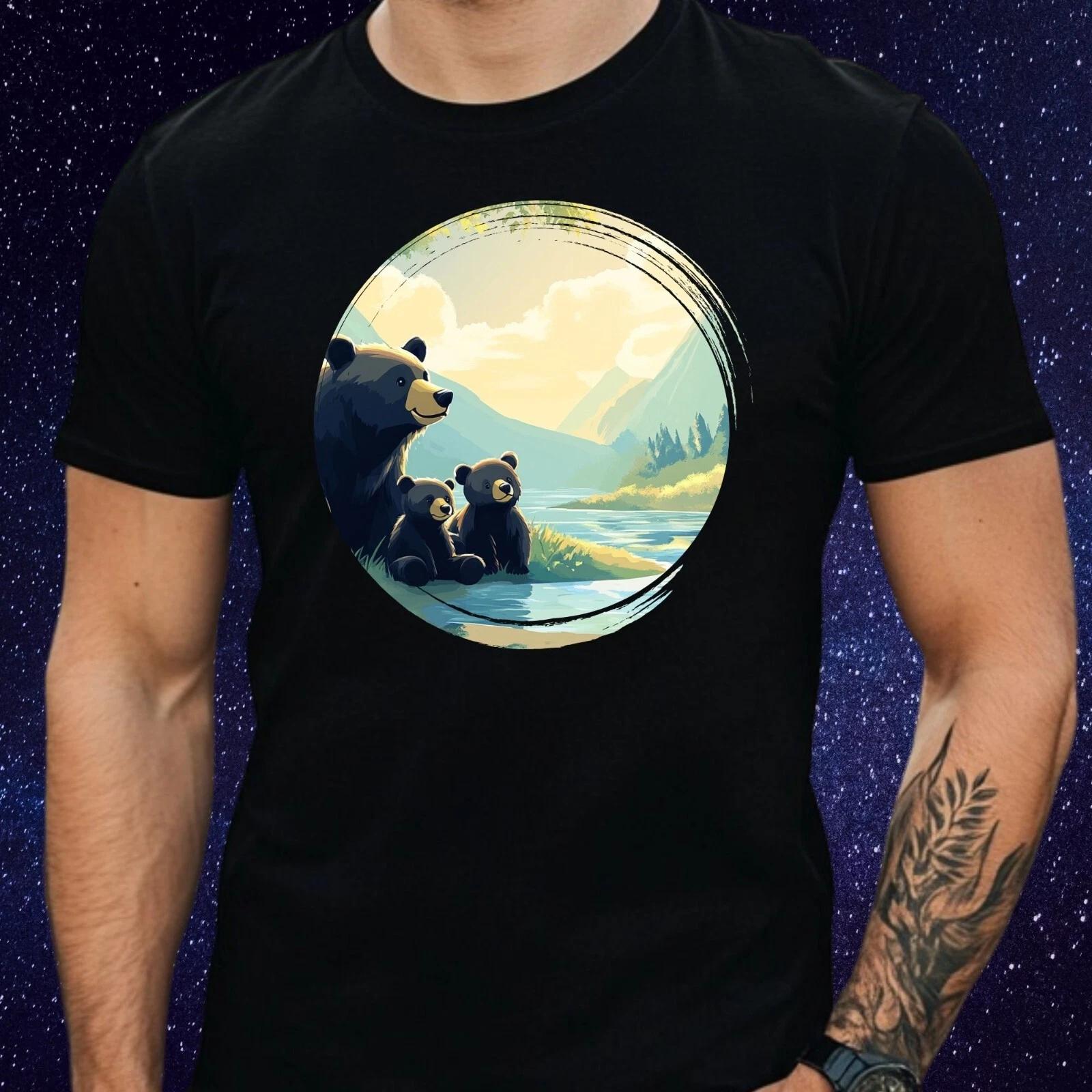 T-Shirt Herren Bärenfamilie in der Natur Motiv Baumwolle Größe S bis 5XL XXXL