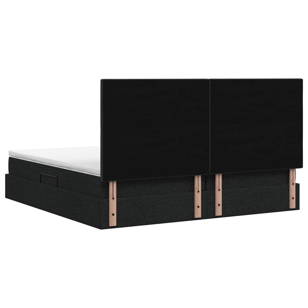 Storage Bed with Mattress Black 200 X 200 Cm Fabric