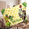 Plants vs. Zombie Personalized Flannel Blanket, Custom Printed Text Name, Warm Soft Blanket For Couch Bed