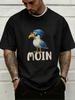 Funny Hip Hop Seagull Moin Letter Text Front Graphic Print Unisexs Crew Neck Short Sleeve Tee Casual Daily Soft Basic Wear Top