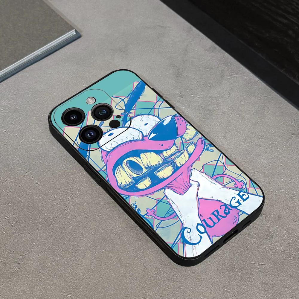 Cartoon C-Courage The C-Cowardly D-Dog Phone Case For Iphone 16 15 11 13 14 Pro Max 7 8 Plus X Xr Xs Max 12mini Black Shell Case