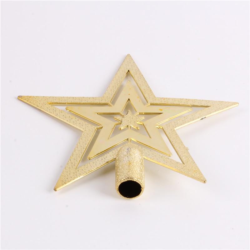 Gold Five-Pointed Star Christmas Tree Topper and Ornaments