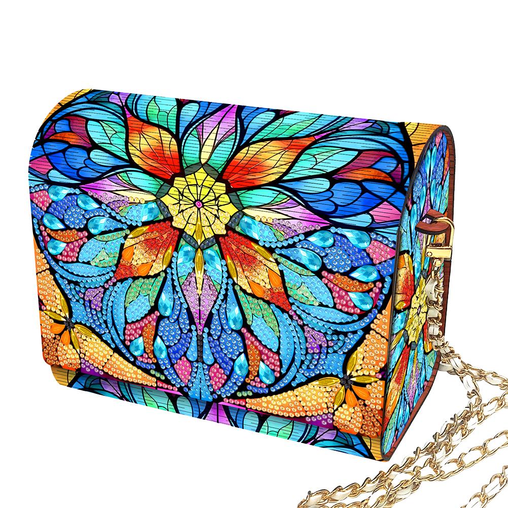 Kit de Sac à Bandoulière Peinture Diamant 5D DIY avec Chaîne Sac de Maquillage Strass Bling Motif Fleurs pour Décoration Intérieure Cadeau