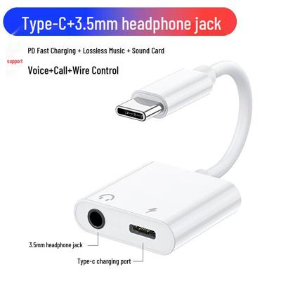 Adaptador de Áudio e Carregamento Tipo-C: Conversor de Fone de Ouvido 3,5mm e Suporte para Voz em Chamada