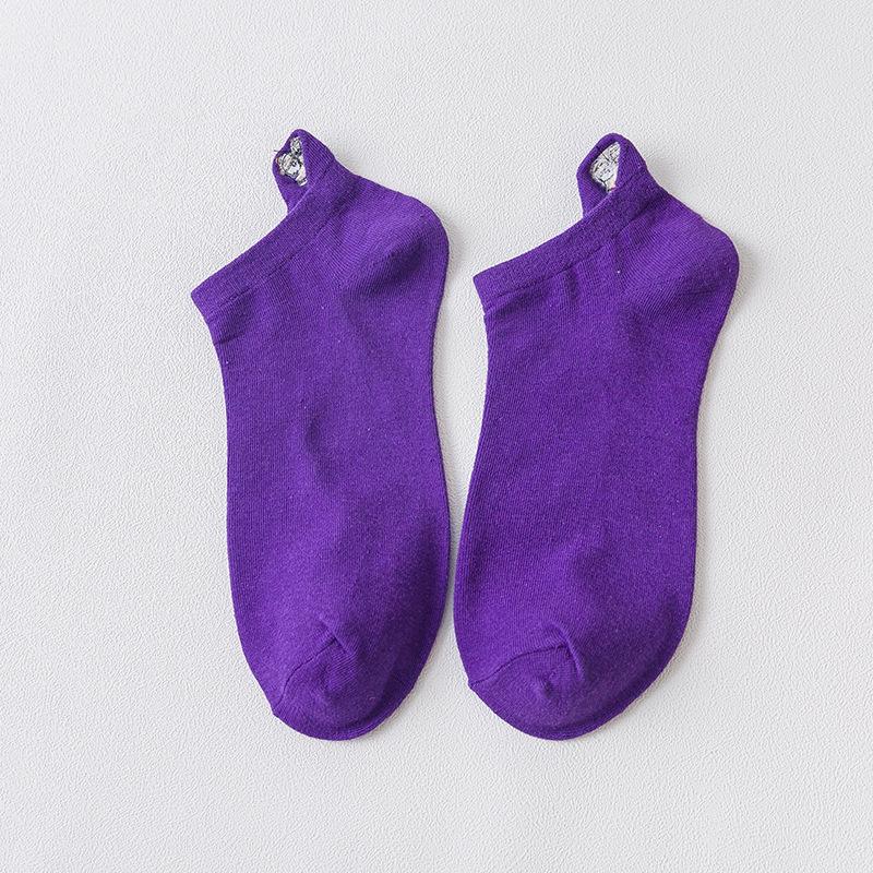 Sesame Street Women's Cartoon Embroidered Ankle Socks – Cute, Thin, Heel-Protection Sports Socks for Summer