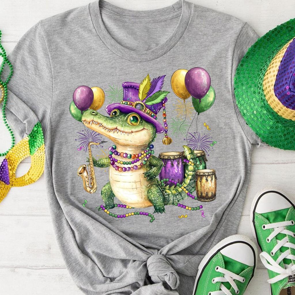 Mardi Gras Crocodile Shirt: New Orleans Carnival Tee
