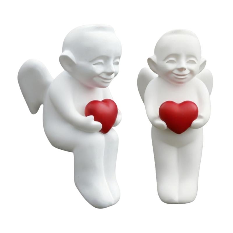 Angel Holding Heart Statue Love Expression 3D Printed Sculpture Figurine for Home and Office Tabletop Bookshelf Decors Gift