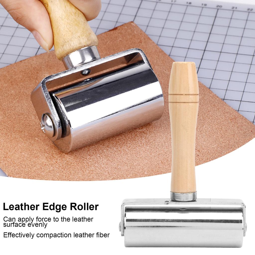 Leather Press   Roller   Leather Craft Wooden Handle   Rolling Tool Silver