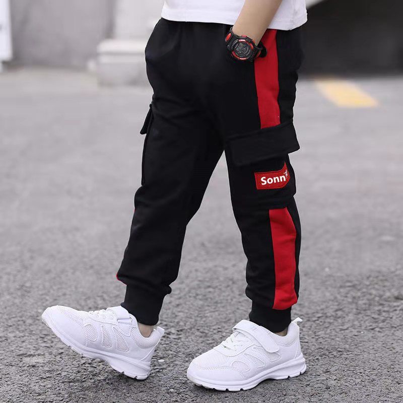 New Boys  Sports Trousers with Elastic Waistband and Tapered Cuffs Trendy and Versatile Slim-fit Pants 110