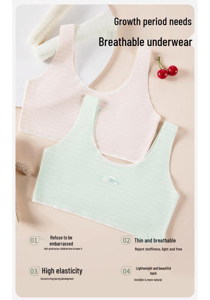 Seamless Camisole Bra for Girls - Wide Strap, Anti-Nipple, Perfect for Puberty