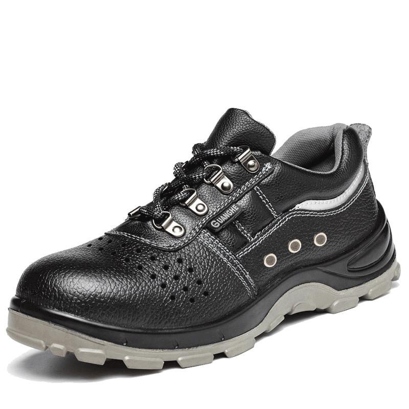 Work Safety Shoes Men Genuine Leather Breathable Anti-puncture Work Sneakers Male Steel Toe Work Safety Indestructible Boots