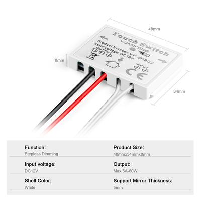 Touch Sensor Switch For Makeup Mirror Bathroom Dressing Table Glass Panel Control 12V 5A Led Strip Light Switch Stepless Dimmer