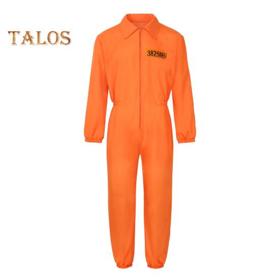 

Хэллоуин Узник Косплей Комбинезон с наручниками Хэллоуин Унисекс Дети Взрослые Ролевые игры Наряд с длинными рукавами Отворотом Молния Фестивали Вечеринки Шоу XL оранжевый