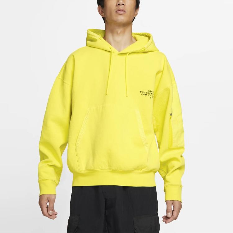 Air Jordan 23 Engineered Casual Sports Hooded Knitted Printed Sweater For Men Yellow Men's CV2768-731