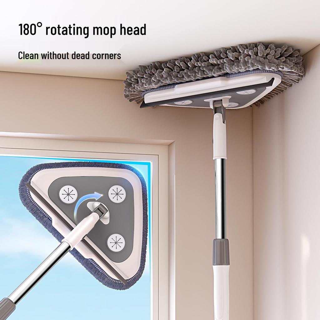 Multi-Functional Telescopic Triangle Mop for Cleaning Ceilings, Walls, and Roofs