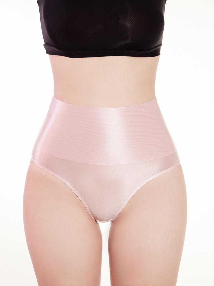 Sexy Sheer See Through High Waist Briefs Elastic Underwear Oil Glossy Shiny G-string Satin Smooth T-Back Push Up Hip Thong