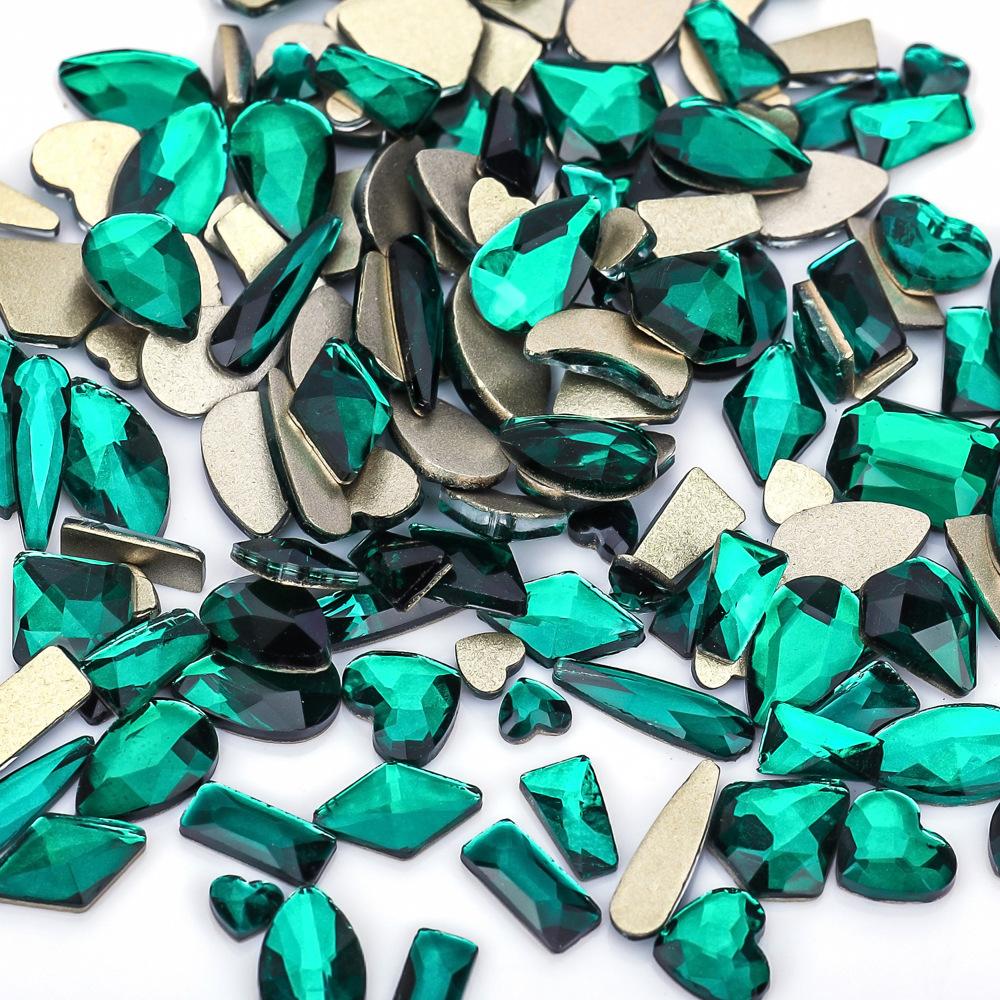 Mixed Nail Art Accessories Size Aurora Champagne Stained Glass Flat Bottom Special-Shaped Diamond Diy Nail Accessories