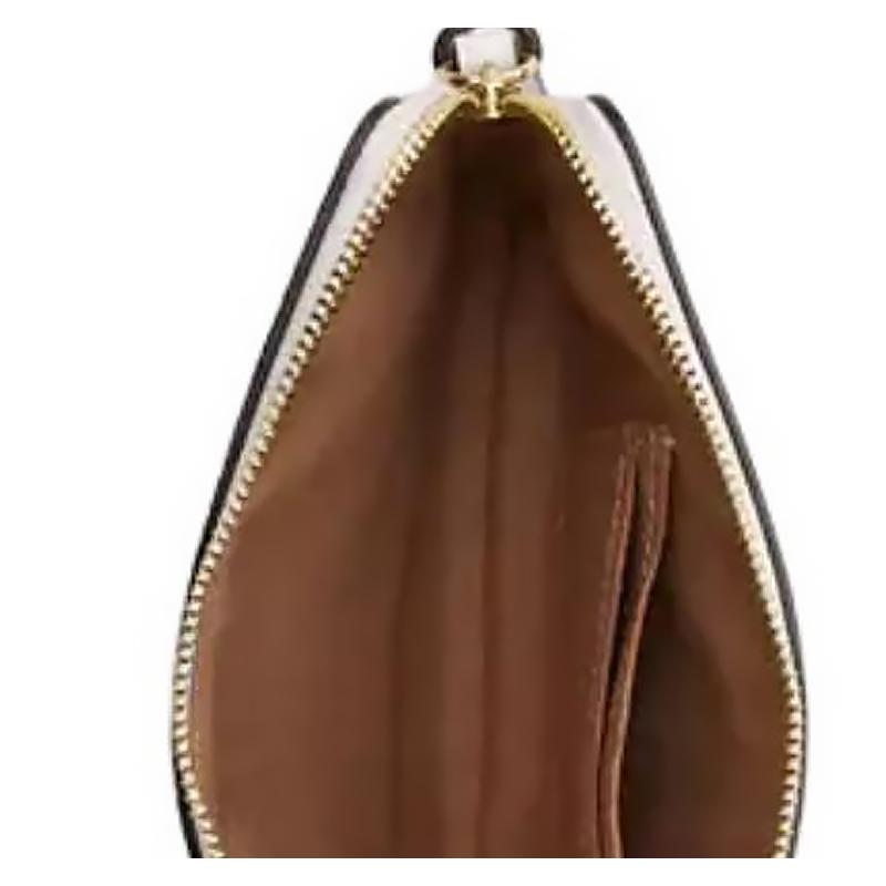 Coach Corner Zip 20 Signature Brand Print Coated Canvas Clutch Small Women's White