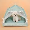Pet Dog Tent House Floral Print Enclosed Cat Tent Bed Indoor Folding Portable Comfortable Kitten Bed Kennel For Small Pets