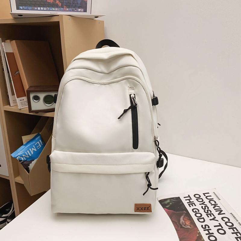 Male Solid Color Backpack Female Large Capacity Student Schoolbag