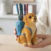 Creative Sculpture Golden Retriever Dog Pen Holder Cute Design Storage Box Pen Holder  Desk Use