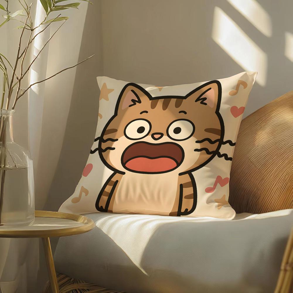 Funny and silly cat pattern Cushion Cover Silky elegant Comfort Sofa Bed Invisible zipper Beach pillowcase
