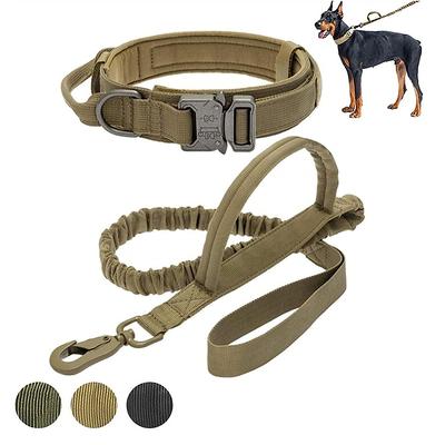 Tactical Dog Leash Collars Adjustable Nylon Military Dog Collar Leads For Medium Large Dogs German Shepherd Training Hunting