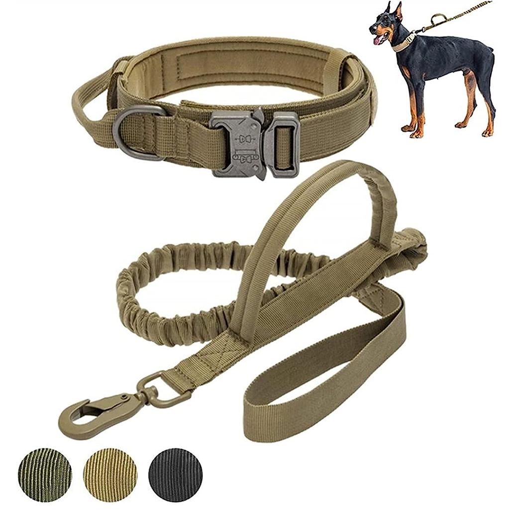 

Tactical Dog Leash Collars Adjustable Nylon Military Dog Collar Leads For Medium Large Dogs German Shepherd Training Hunting M