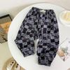 Pantalones deportivos de forro polar acanalado estilo coreano para niños con cintura elástica - Ropa deportiva casual