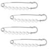 MXLA 4Pcs Pearls Beaded Safety Pin Decorative Waistband Adjusters Clip for Jeans