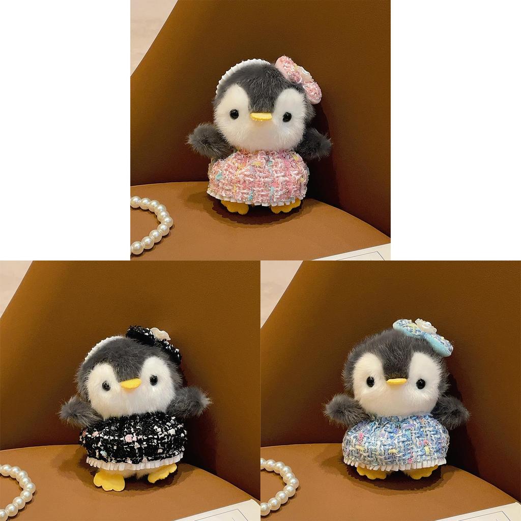 Plüsch-Pinguin-Schlüsselanhänger mit rosa Kleid für Kinder, zum Kuscheln und Spielen