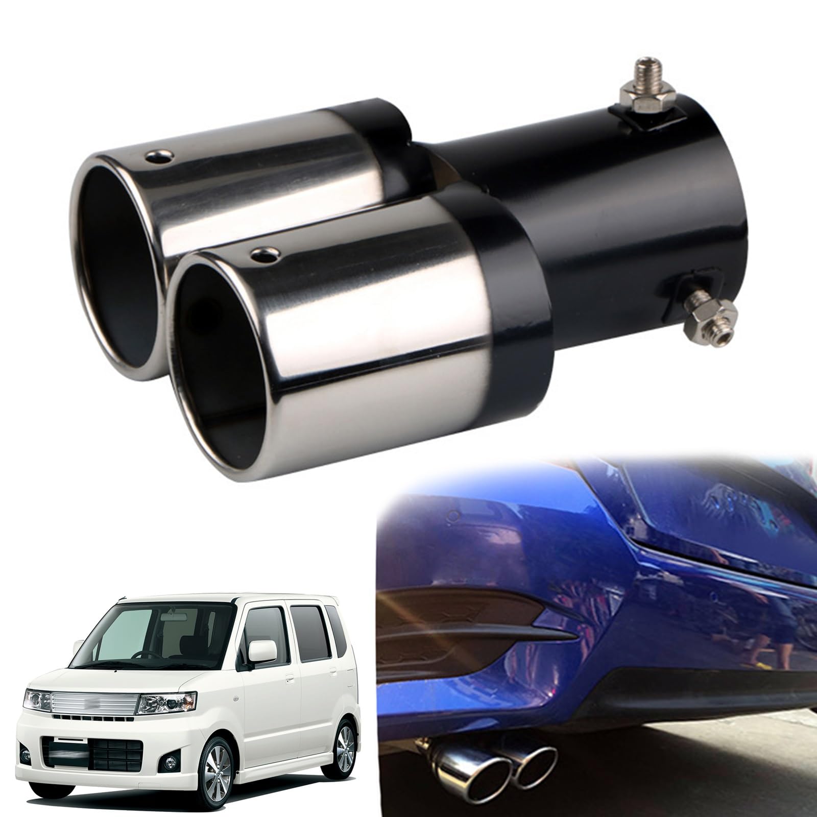 Muffler Cutter, 2 Pieces, Suzuki Wagon R/Wagon R Stingray MH23S, straight серебряный