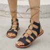 New Flat Bottom Cross Strap Sandals Bohemian Beach Roman Shoes Large Size