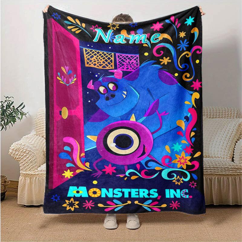 Personalizzato 1 pezzo Monsters & Co: Coperta Il Lavoro di Squadra Trionfa, Coperta Morbida e Confortevole, Calda per il Tempo Libero, Coperta da Campeggio e Viaggio, Regalo di Compleanno Q910146