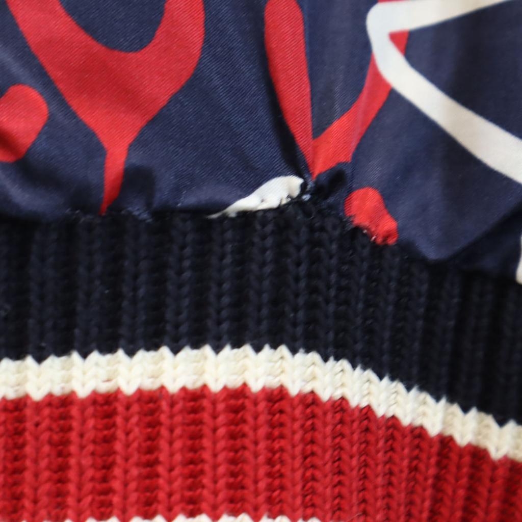 GUCCI 16AW Italian rayon blend Ghost all-over print Bomber Jacket 50 Navy Men's Used