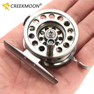 Fliegenfischerrolle 50/60# Hochdruckguss Silber-Aluminiumlegierung Spule Eisangeln Rolle für Bachfischerei Fliegenrute Werkzeug Tackle