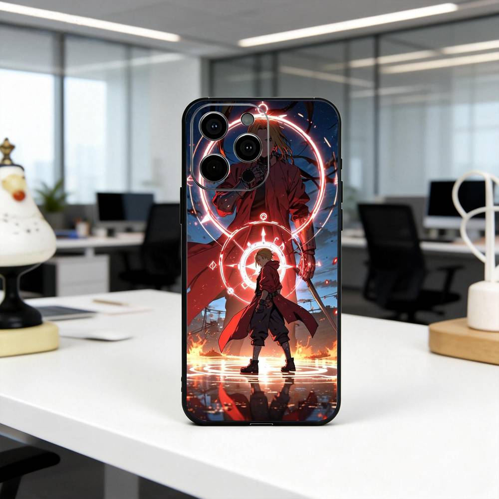 

A-Alchemist F-Fullmetal E-Edward E-Elric-E Phone Case For iPhone 17,16,15,14,13,12,11 Plus,Pro Max,XS,Soft Silicone Black Cover iPhone17PRO