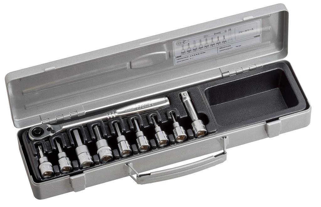 Tone Sada šestihranných nástrčných klíčů 10 kusů H3082, 9,5 mm (3/8") Drive, stříbrná,