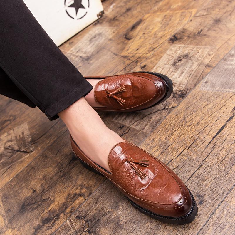 Scarpe Casual da Uomo a Calzino in Pelle con Nappe Four Seasons - Stile Britannico Trendy per Sposi e Matrimoni