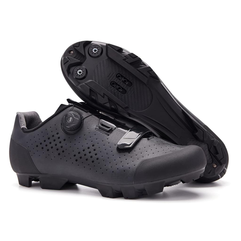Santic MTB Shoes with SPD Compatible Cycling Shoes for Mountain Bikes Size Bindings, (Black, 43)