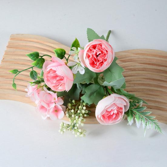 Artificial Peony Flower Bouquet Faux Silk Flower with Hydrangeas And Eucalyptus Leaves for Vase Floral Arrangements Table Centerpiece Wedding Party