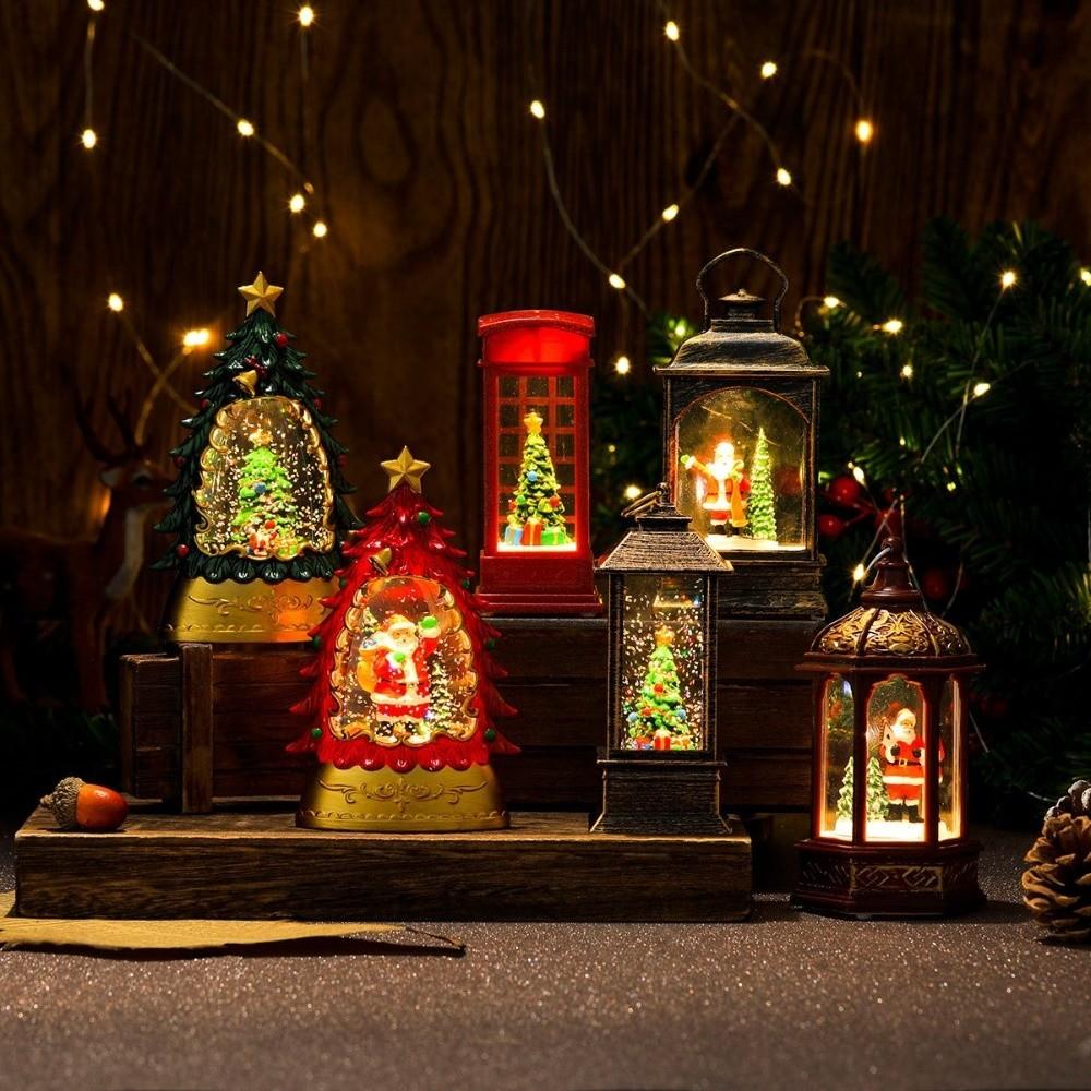 Weihnachtsmann Schneekugel Lampe Sechseckig Weihnachtsbaumform Licht Weihnachten Windlicht Tischdekoration