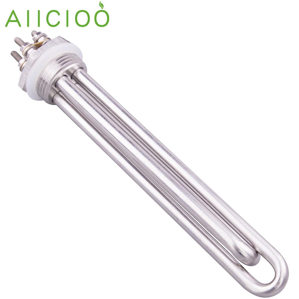 AIICIOO 48V Heating Element DN25 1 inch BSP Immersion Water Solar Tubular Electric Heater 1500W/1800W/2400W/2700W/3000W/ SUS304 48V