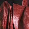 Red Flocked Pleated Composite Leather Fabric Wholesale Cloth Per Meter Apparel Diy Sewing Material