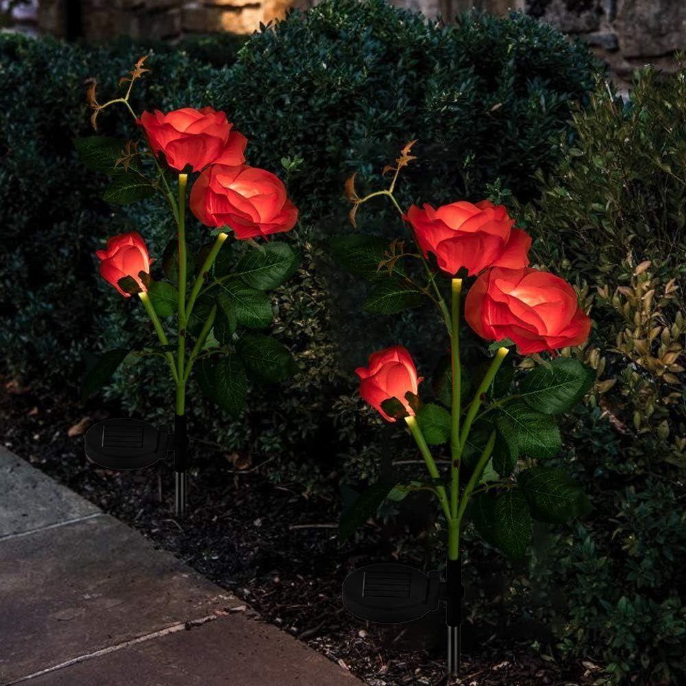 Plug-in Rose LED Solar Light Simulation Flower Solar Flower Lamp  Courtyard